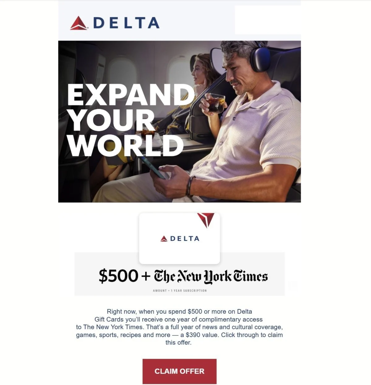 Delta Airlines Partners with The New York Times to Offer Complimentary Digital Subscriptions with Gift Card Purchases